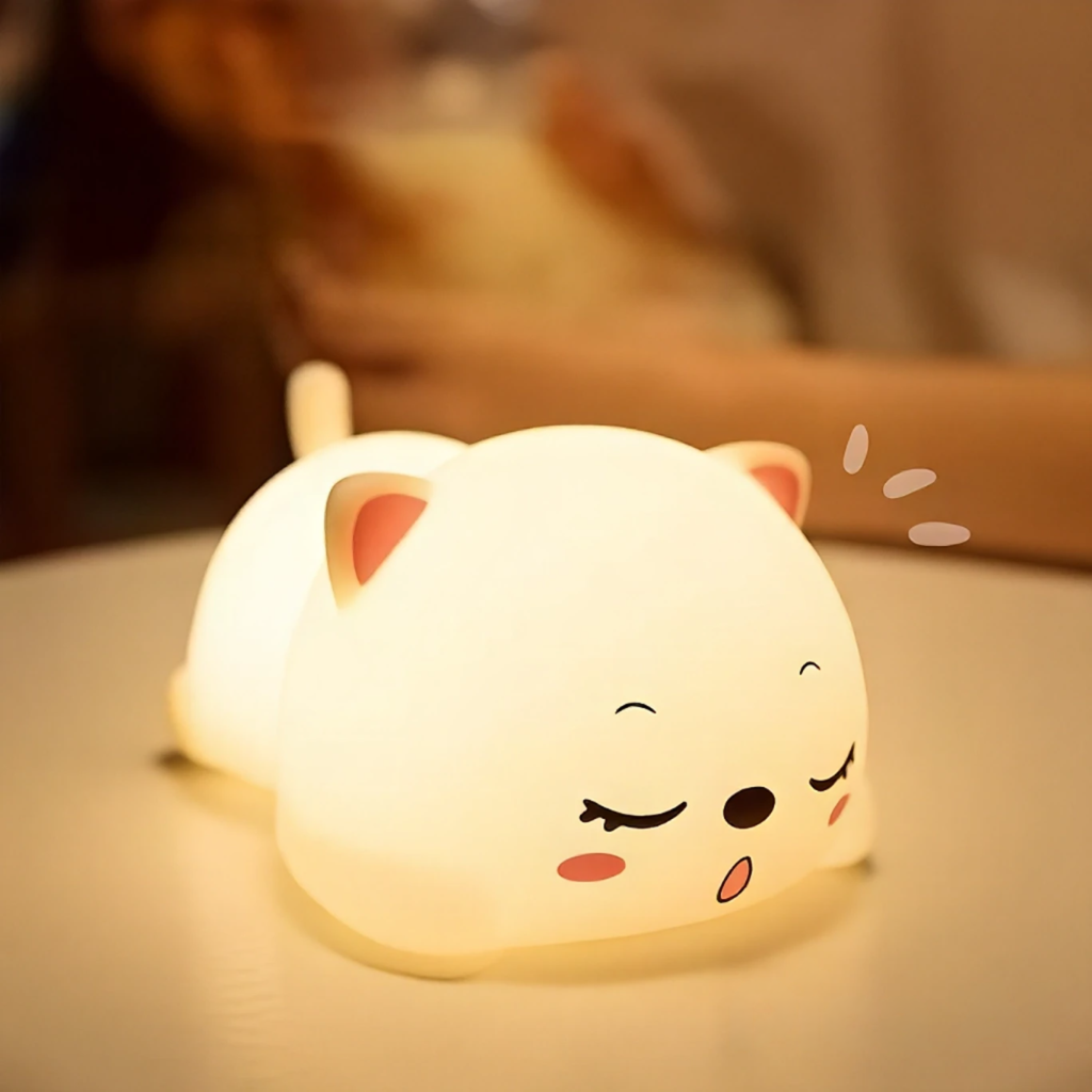 Silicon Snoring Cat Night Light Lamp