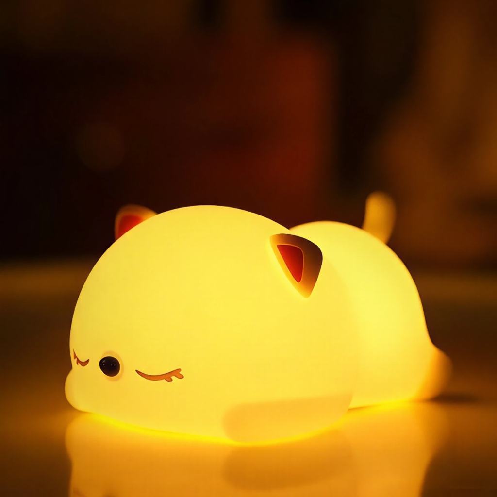 Silicon Snoring Cat Night Light Lamp