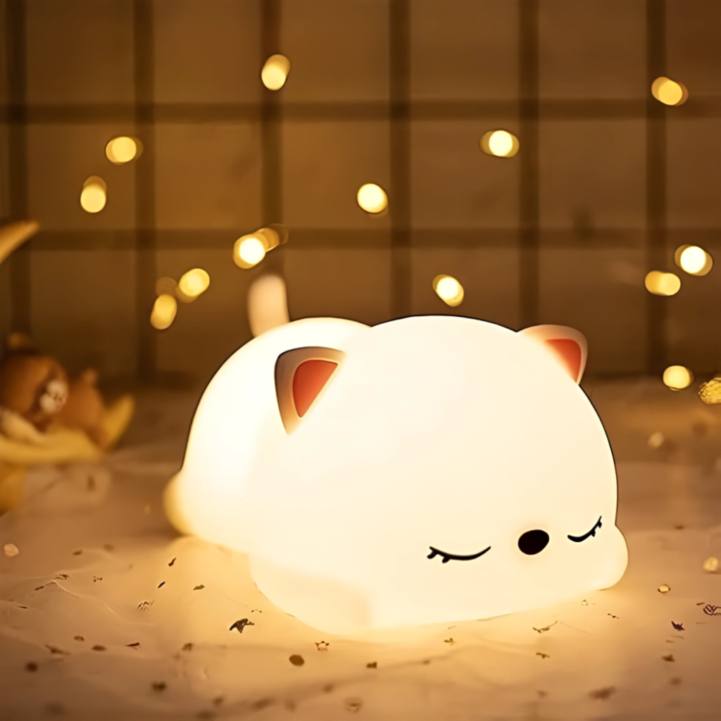 Silicon Snoring Cat Night Light Lamp