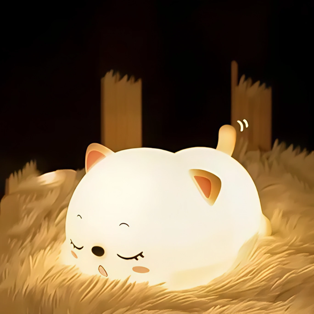 Silicon Snoring Cat Night Light Lamp