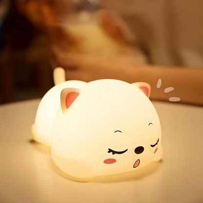 Silicon Snoring Cat Night Light Lamp
