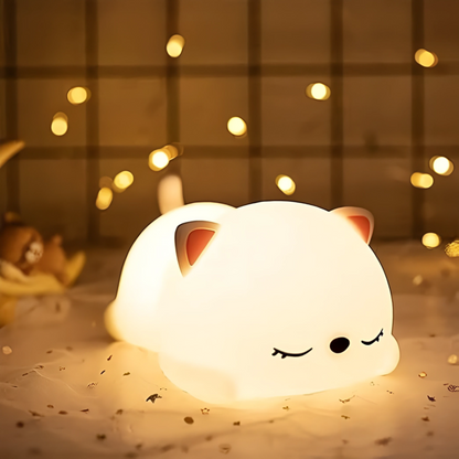 Silicon Snoring Cat Night Light Lamp